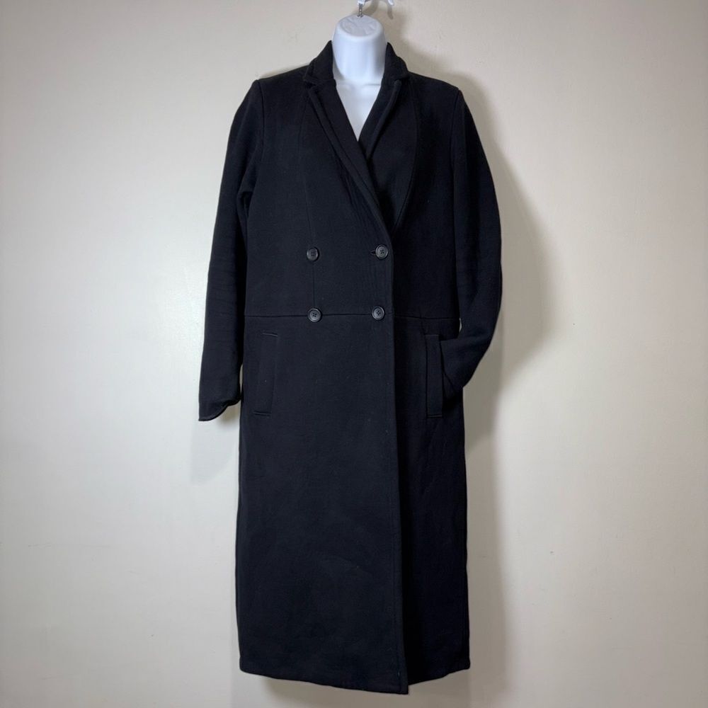 James Perse Double Breasted Long Coat – Black, Size 1 (S)